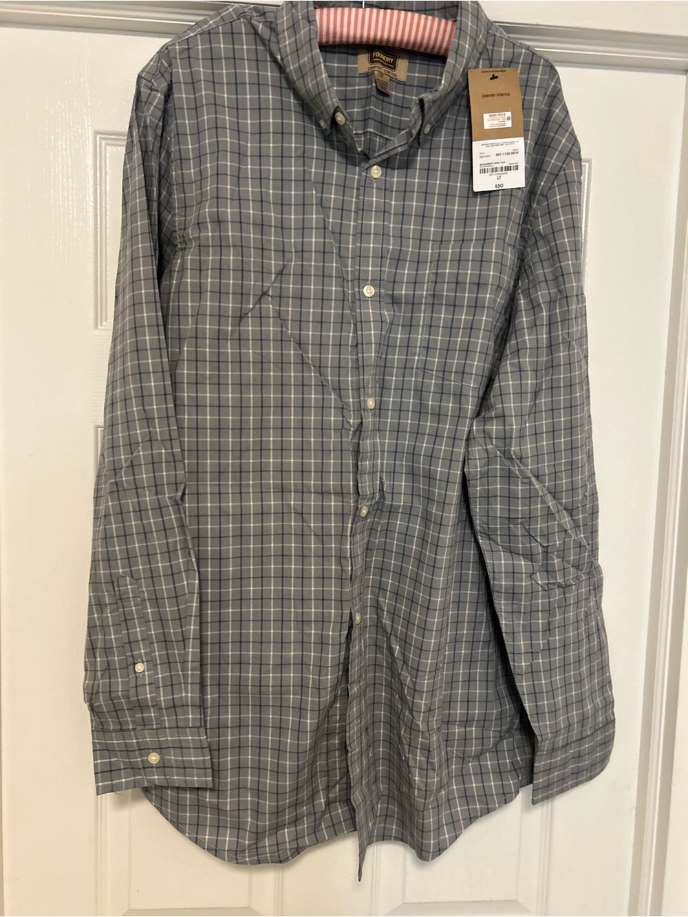 The Foundry Supply Co. Men's Gray Plaid Button-Down Shirt sz LT
